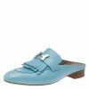 Hermes Blue Leather Rivoli Mules Size 39 For Women -Deals Hermes Store luxury women hermes used shoes p526599 006