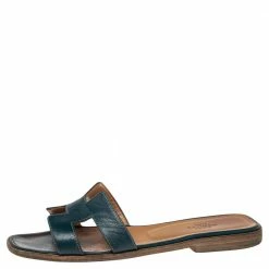 Hermes Navy Blue Leather Oran Flat Sandals 38 For Women -Deals Hermes Store luxury women hermes used shoes p526624 005