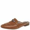 Hermes Brown Leather Leather Palladium Plated Oz Mules Size 39 For Women -Deals Hermes Store luxury women hermes used shoes p526712 003