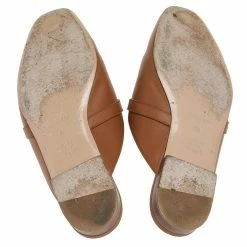 Hermes Brown Leather Leather Palladium Plated Oz Mules Size 39 For Women -Deals Hermes Store luxury women hermes used shoes p526712 007