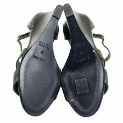 Hermes Green Lizard Leather Legend Wedge Ankle Strap Sandals Size 37 For Women -Deals Hermes Store luxury women hermes used shoes p531060 008