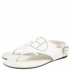 Hermes Hermès White Leather Kola Thong Flat Slingback Sandals Size 37.5 For Women 13 Hermes Hermès White Leather Kola Thong Flat Slingback Sandals Size 37.5 For Women -Deals Hermes Store luxury women hermes used shoes p532143 002