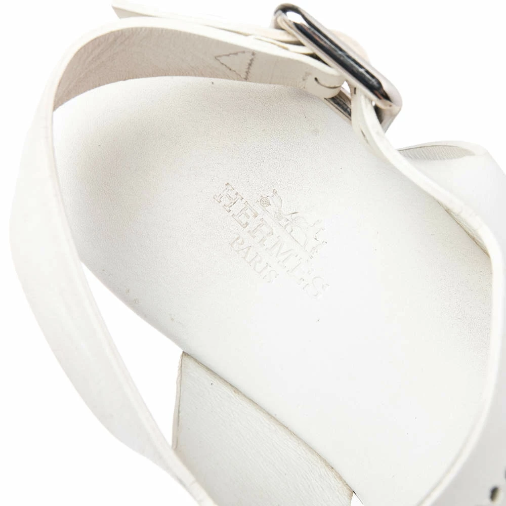 Hermes Hermès White Leather Kola Thong Flat Slingback Sandals Size 37.5 For Women 9 Hermes Hermès White Leather Kola Thong Flat Slingback Sandals Size 37.5 For Women - Image 7