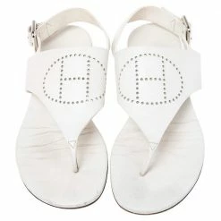 Hermes Hermès White Leather Kola Thong Flat Slingback Sandals Size 37.5 For Women 12 Hermes Hermès White Leather Kola Thong Flat Slingback Sandals Size 37.5 For Women -Deals Hermes Store luxury women hermes used shoes p532143 006
