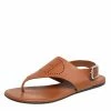 Hermes Hermès Brown Leather Kola Thong Flat Slingback Sandals Size 37.5 For Women
