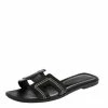 Hermes Black Leather H Stitched Detail Oran Flats Sandals Size 39 For Women -Deals Hermes Store luxury women hermes used shoes p533320 006