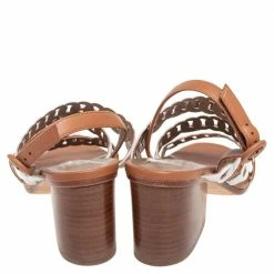 Hermes White/Brown Leather Romy Sandals Size 37 For Women -Deals Hermes Store luxury women hermes used shoes p533581 004