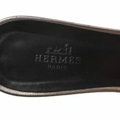 Hermes Metallic Bronze Leather Oasis Sandals Size 37.5 For Women -Deals Hermes Store luxury women hermes used shoes p534016 005