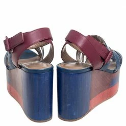 Hermes Multicolor Leather Strappy Wedge Platform Sandals Size 37.5 For Women -Deals Hermes Store luxury women hermes used shoes p535958 006