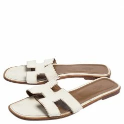 Hermes White Leather Oran Slides Sandals Size 42 For Women 13 Hermes White Leather Oran Slides Sandals Size 42 For Women -Deals Hermes Store luxury women hermes used shoes p537659 005