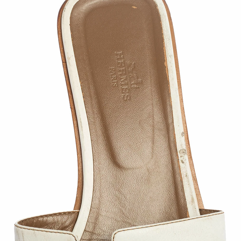Hermes White Leather Oran Slides Sandals Size 42 For Women 9 Hermes White Leather Oran Slides Sandals Size 42 For Women - Image 7