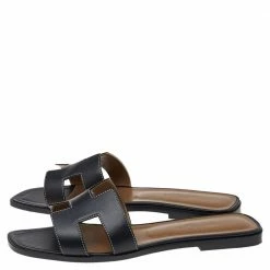 Hermes Black Leather Oran Sandals Size 40.5 For Women -Deals Hermes Store luxury women hermes used shoes p540883 007