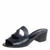 Hermes Black Leather Mona Side Size 37.5 For Women -Deals Hermes Store luxury women hermes used shoes p541382 003