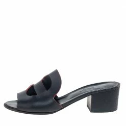 Hermes Black Leather Mona Side Size 37.5 For Women -Deals Hermes Store luxury women hermes used shoes p541382 004