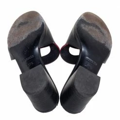 Hermes Black Leather Mona Side Size 37.5 For Women -Deals Hermes Store luxury women hermes used shoes p541382 009