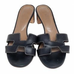 Hermes Black Leather Oasis Sandals Size 39.5 For Women -Deals Hermes Store luxury women hermes used shoes p541687 006