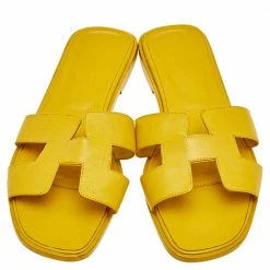 Hermes Yellow Leather Oran Sandals Size 41 For Women -Deals Hermes Store luxury women hermes used shoes p542427 004