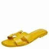 Hermes Yellow Leather Oran Sandals Size 41 For Women