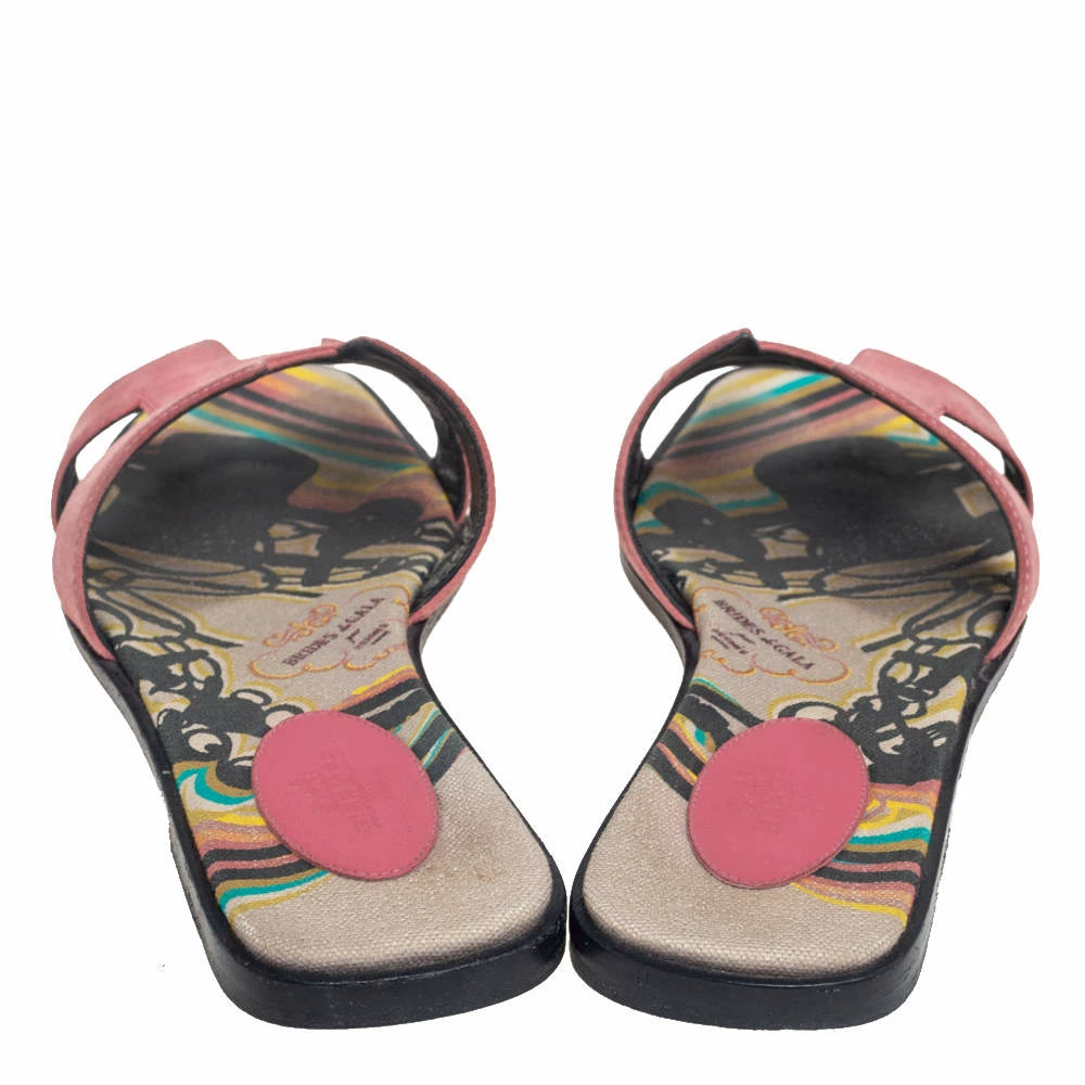 Hermes Pink Suede Oran Flat Slides Size 40 For Women 7 Hermes Pink Suede Oran Flat Slides Size 40 For Women - Image 5