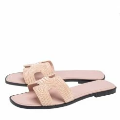 Hermes Beige Suede Embellished Oran Sandals Size 41 For Women -Deals Hermes Store luxury women hermes used shoes p542640 002