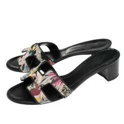 Hermes Multicolor Canvas Oasis Slide Sandals Size 38 For Women -Deals Hermes Store luxury women hermes used shoes p551285 006