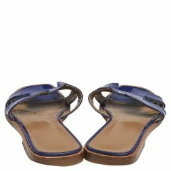 Hermes Hermés Blue Patent Leather Oran Slide Sandals Size 37 For Women -Deals Hermes Store luxury women hermes used shoes p551992 003