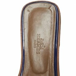 Hermes Hermés Blue Patent Leather Oran Slide Sandals Size 37 For Women -Deals Hermes Store luxury women hermes used shoes p551992 006