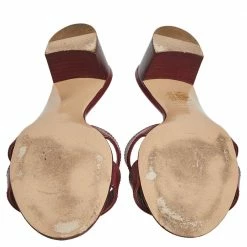 Hermes Burgundy Patent Leather Oasis Sandals Size 37 For Women -Deals Hermes Store luxury women hermes used shoes p551997 006