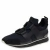 Hermes Black Leather And Fabric Low Top Sneakers Size 40 For Women