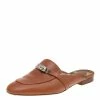 Hermes Hermés Brown Leather Palladium Plated Oz Mules Size 39 For Women