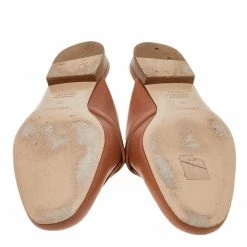 Hermes Hermés Brown Leather Palladium Plated Oz Mules Size 39 For Women -Deals Hermes Store luxury women hermes used shoes p552363 008
