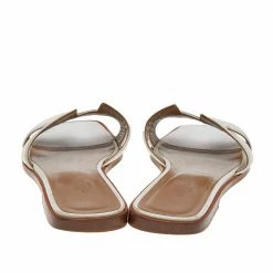 Hermes Hermès White Leather Oran Flat Sandals Size 38 For Women -Deals Hermes Store luxury women hermes used shoes p553441 003