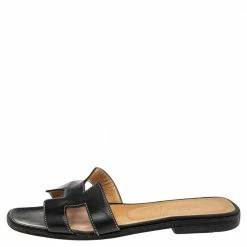 Hermes Black Leather Oran Sandals Size 37 For Women -Deals Hermes Store luxury women hermes used shoes p554842 009