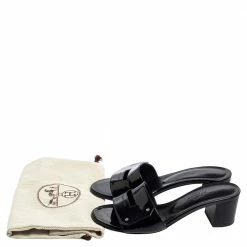 Hermes Black Patent Leather View Slide Sandals Size 35 For Women -Deals Hermes Store luxury women hermes used shoes p556015 003