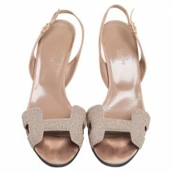 Hermes Beige Suede Night Slingback Sandals Size 38.5 For Women -Deals Hermes Store luxury women hermes used shoes p557842 002
