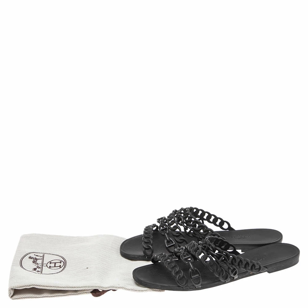 Hermes Black Jelly And Rubber D'ancre Chaine Flat Sandals Size 39 For Women 10 Hermes Black Jelly And Rubber D'ancre Chaine Flat Sandals Size 39 For Women - Image 8
