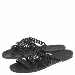 Hermes Black Jelly And Rubber D'ancre Chaine Flat Sandals Size 39 For Women 13 Hermes Black Jelly And Rubber D'ancre Chaine Flat Sandals Size 39 For Women -Deals Hermes Store luxury women hermes used shoes p557851 004