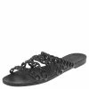 Hermes Black Jelly And Rubber D'ancre Chaine Flat Sandals Size 39 For Women