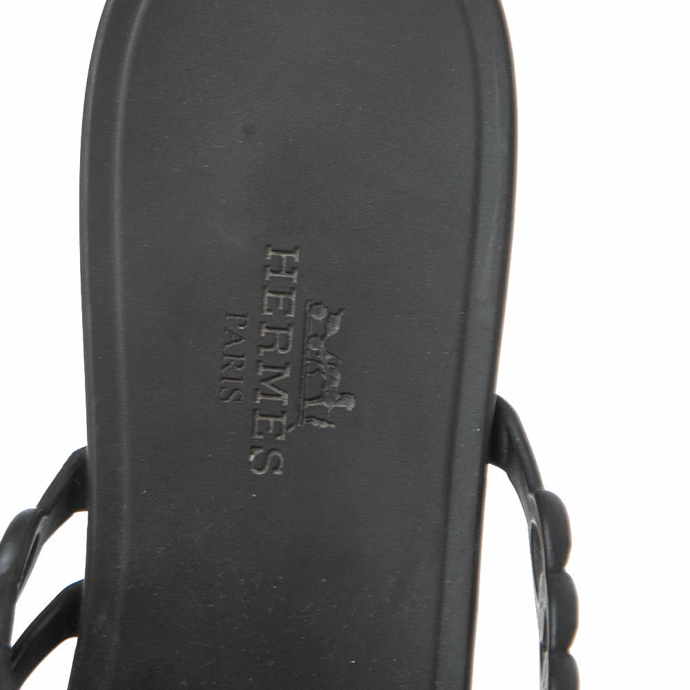 Hermes Black Jelly And Rubber D'ancre Chaine Flat Sandals Size 39 For Women 9 Hermes Black Jelly And Rubber D'ancre Chaine Flat Sandals Size 39 For Women - Image 7