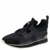 Hermes Black Leather And Neoprene Player Low Top Sneakers Size 40 For Women