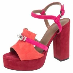 Hermes Tricolor Suede Kelly Platform Sandals Size 37 For Women