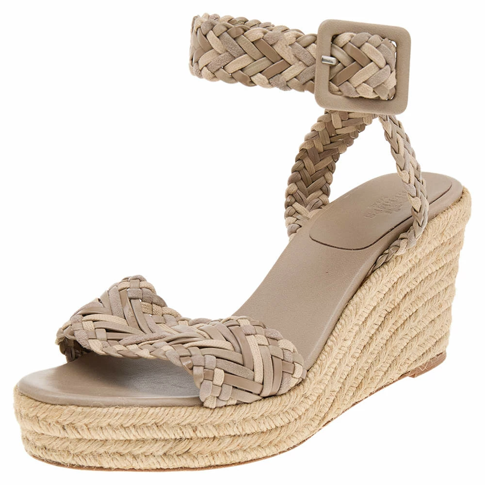 Hermes Beige Leather And Suede Sofia Espadrille Wedge Sandals Size 41 For Women 3 Hermes Beige Leather And Suede Sofia Espadrille Wedge Sandals Size 41 For Women