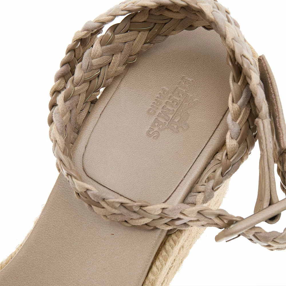 Hermes Beige Leather And Suede Sofia Espadrille Wedge Sandals Size 41 For Women 9 Hermes Beige Leather And Suede Sofia Espadrille Wedge Sandals Size 41 For Women - Image 7