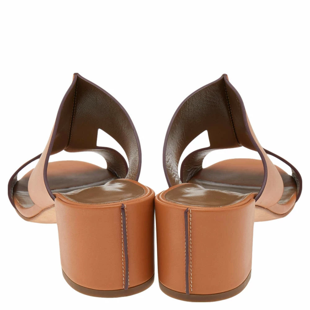 Hermes Hermés Natural Brown Leather Ostia Slide Sandals Size 37 For Women 7 Hermes Hermés Natural Brown Leather Ostia Slide Sandals Size 37 For Women - Image 5