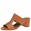Hermes Hermés Natural Brown Leather Ostia Slide Sandals Size 37 For Women -Deals Hermes Store luxury women hermes used shoes p560169 007
