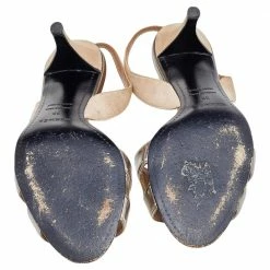 Hermes Metallic Beige Leather And Suede Night Slingback Sandals Size 36 For Women -Deals Hermes Store luxury women hermes used shoes p563213 009