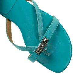 Hermes Blue Leather Corfou Sandals Size 38 For Women -Deals Hermes Store luxury women hermes used shoes p56375 008