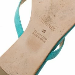 Hermes Blue Leather Corfou Sandals Size 38 For Women -Deals Hermes Store luxury women hermes used shoes p56375 011