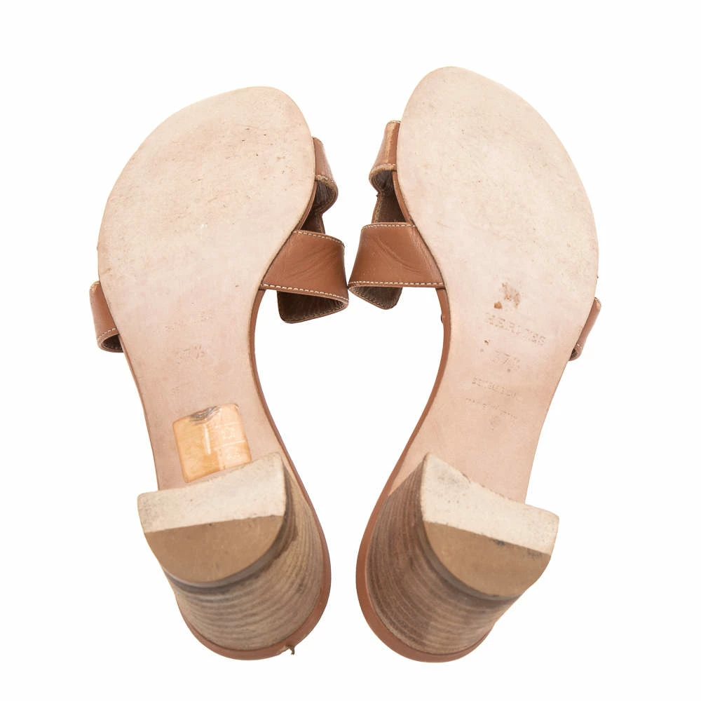 Hermes Brown Leather Oasis Sandals Size 37.5 For Women 8 Hermes Brown Leather Oasis Sandals Size 37.5 For Women - Image 6