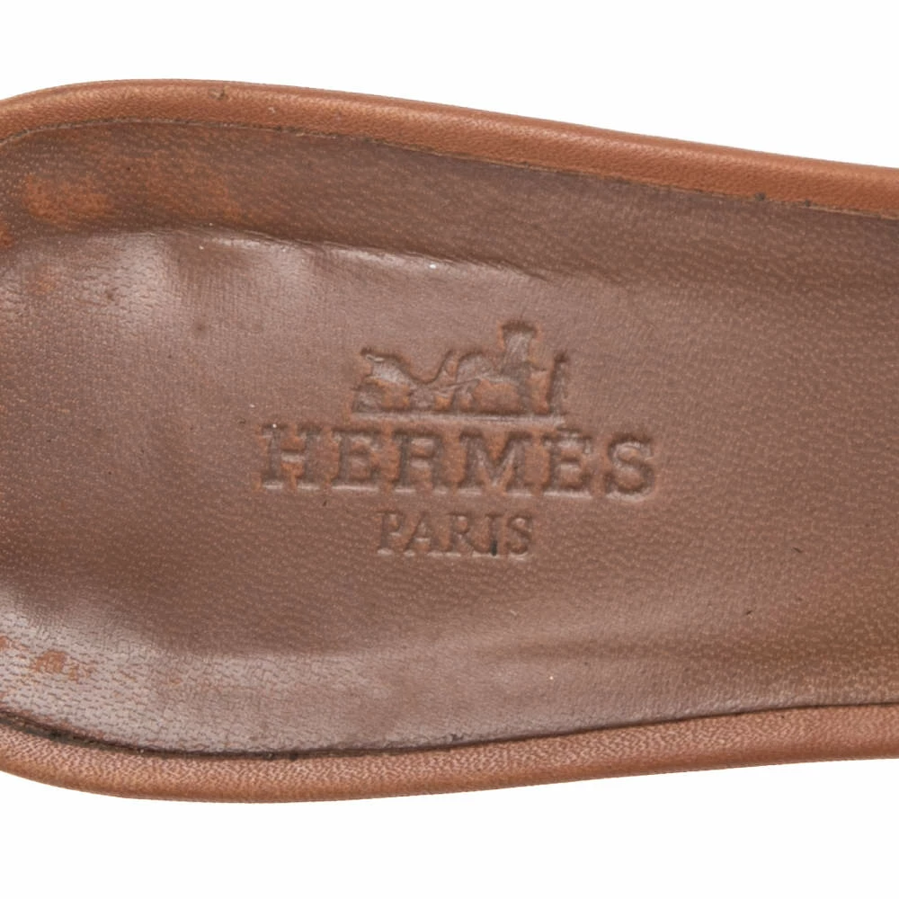 Hermes Brown Leather Oasis Sandals Size 37.5 For Women 9 Hermes Brown Leather Oasis Sandals Size 37.5 For Women - Image 7